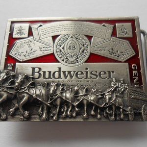Budweiser Anheuser-Busch Pewter Belt Buckle Clydesdale Markatron T-169